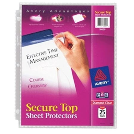 Avery Dennison Avery Secure Top Sheet Protectors Clear 8.5x11 25 Pk Super Heavy 76000 76000